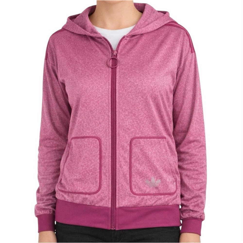 Adidas Women’s Magenta Full Zip Hoodie Small Heathered Pink Athletic Jacket